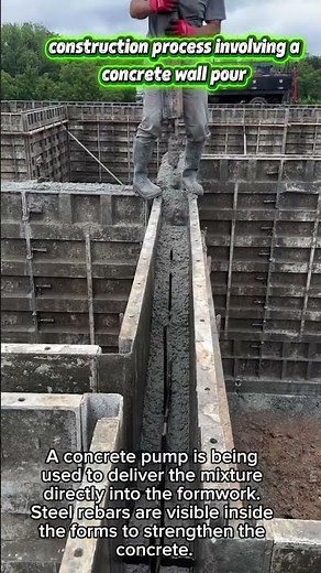 Construction process involving a concrete wall pour
