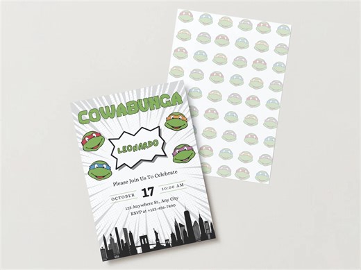 Ninja Turtle Birthday Invitation: Editable Skyline Template (digital) - Etsy