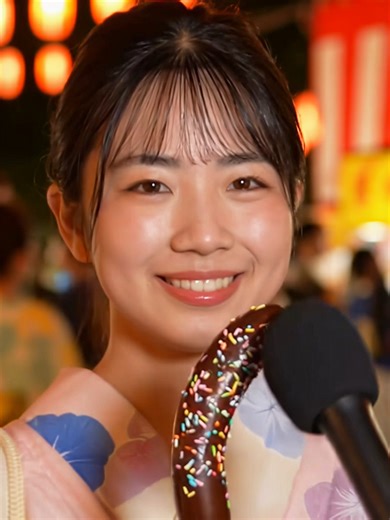 街頭インタビューでの浴衣とひと言