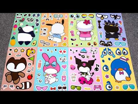 ASMR Satisfying Sticker Book Kuromi Haul with My Melody, Hello Kitty & Pompompurin Paper DIY