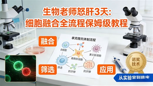 生物老师怒肝 3 天！细胞融合   单抗制备全流程（保姆级教程）