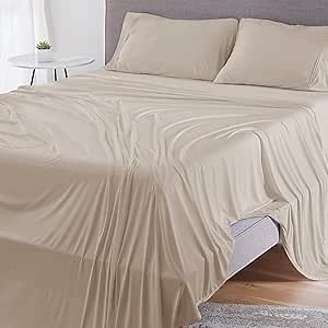 Bedgear Dri-Tec Sheet Set – Moisture Wicking Technology Breathable Cooling Sheets – Flat Sheet Fitted Sheet Pillowcases – All Mattress Types Bedding Dorm Essentials, Split Head Cal King, Medium Beige