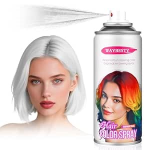 White Temporary Hair Color Spray For Kids Women Men, Temporary Hair Dye Washable Hair Color Wax Non-Sticky For Cosplay Party DIY, Christmas Party, Halloween Crazy Hair Day (4.06 oz)
