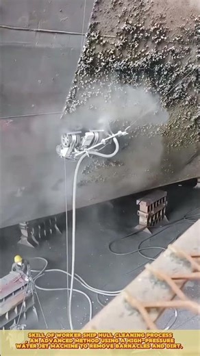 Best worker use a cleaning machine to perform their work on a ship #workprocess #ship