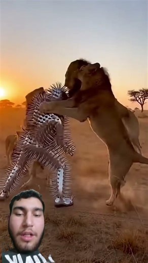 "Cactus Man vs. Lions: Brave or Insane?"#AIVideo​ #AIShorts​ #Lions​ #Safari​ #CactusMan