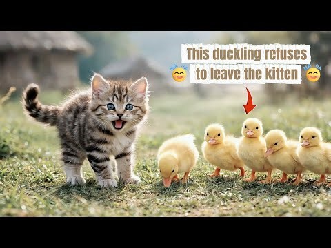 Duckling Follows a Kitten Everywhere 🐥🐱 | Cutest Animal Friendship Ever