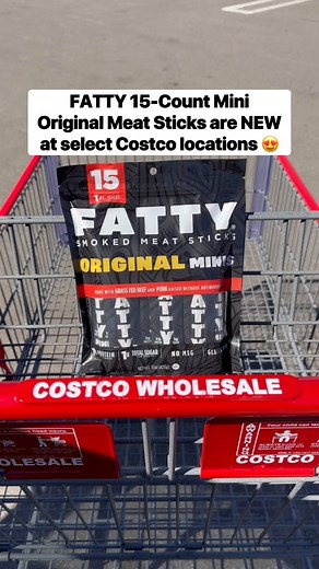 #ad FATTY 15-Count Mini Original Meat Sticks are NEW at select Costco locations! These 1oz. mini sticks are my favorite snack! I LOVE the flavor, plus they’re not dry or chewy like other meat sticks! 🙌🏻 Plus they’re all natural and made with grass-fed beef and antibiotic-free pork! 👏🏼 They are PERFECT for anyone in the family to grab and go! These are an AMAZING deal at Costco, so you’ll definitely want to give FATTY Smoked Meat Sticks a try! 🤩 Grab them NOW at select Costco location! | Cos