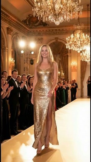 👑 Margot Robbie Walks the Fashion Throne – Golden Elegance Unleashed! #globalstyle
