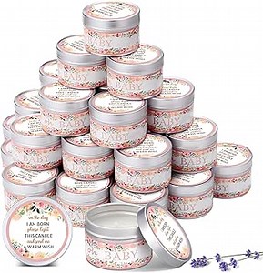 MTLEE 24 Pcs Flowers Baby Shower Party Favors Candles Lavender Scented Baby Shower Favors for Guests Rustic Tealights Candles Gender Reveal Return Gifts (1.2 oz, Pink)