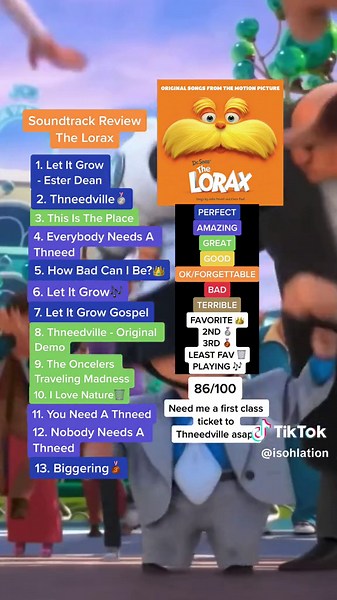 The Lorax soundtrack #thelorax #soundtrack #letitgrow #foryou #fyp #loraxkid #xyzbca #soundtrack #review #illuminationentertainment