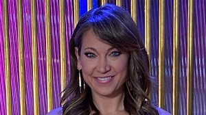 GMA’s Ginger Zee shows off her fit figure in a sexy low-cut gold dress