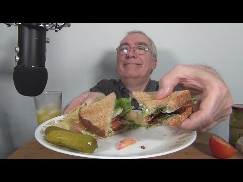 ASMR Eating a BLT Sandwich with Pickles and Chips Whispering
