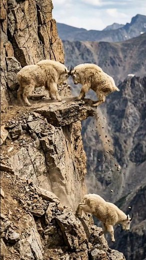 One Wrong Step and the Goat Falls… 😱🐐 | Mountain Goat Climbing GoPro on a Mountain Goat