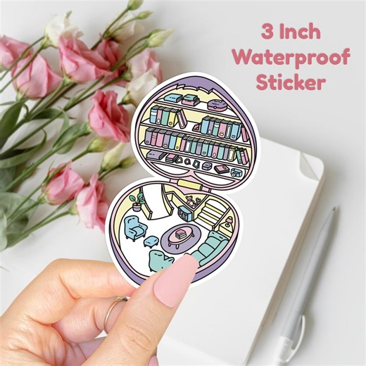 Heart Pocket Library - Matte Waterproof Sticker, Bookish Stickers, Purple Laptop Decal - Etsy