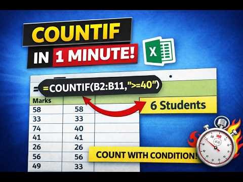 COUNTIF Formula in Excel in 1 Minute 🔥 | Count with Condition (Beginner Friendly)