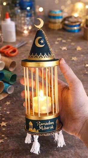 💯 Easy Ramadan Lantern DIY Craft ✨ #RamadanCraft #RamadanMubarak #DIYLantern #shorts