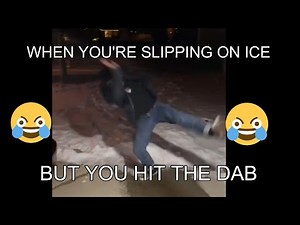 Guy slipping on ice tiktok meme but every slip step is the vine boom sound effect
