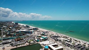 Drone aerial view of the Gulf of Mexico off of Fort Myers Beach