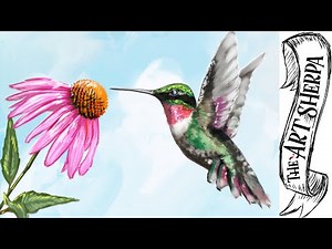 HUMMINGBIRD and FLOWER 🌺 Beginners Learn to paint Acrylic Tutorial Step by Step