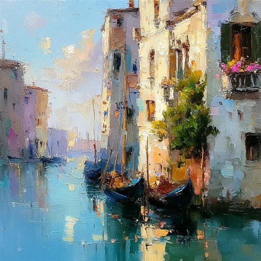 Italy Painting: Romantic Venice Wall Art, Original Impasto Oil Painting, Gondola Canal Scene, Italian City Wall Art - Etsy