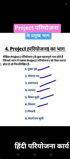 Hindi Project Ke Bhag | हिंदी परियोजना के भाग