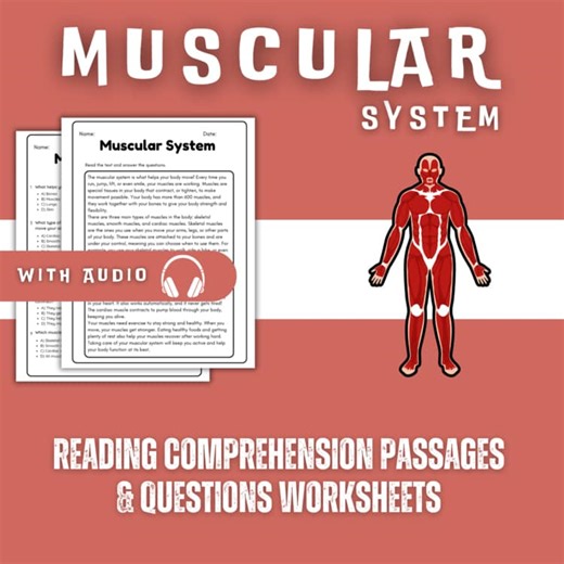 Muscular System Reading Comprehension Passages & Questions Worksheet