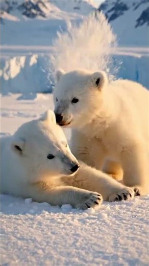 Polar Bear Cubs Playing in Snow 🥰
