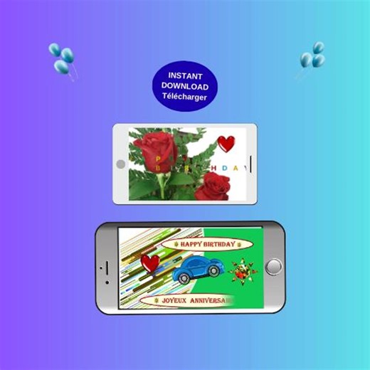 Animated Birthday Video Card -mobile E-card (MP4, PNG, PDF, GIF Digital Download) - Etsy