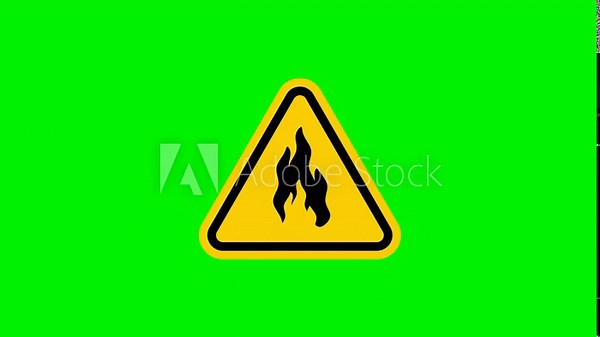 ISO Triangle Warning Sign: Fire Hazard Symbol 4K Animation sign