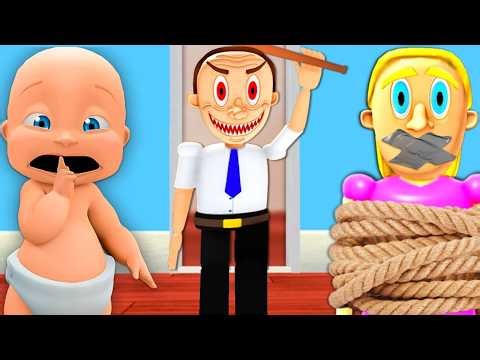 Baby RESCUES Mommy from EVIL STEP DAD!