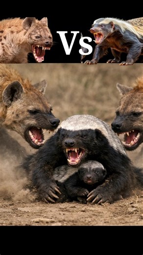 “Hyena Attacks Honey Badger Baby – Mother Fights Back!” 😱😱 #shorts #animals