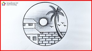 174K views · 1.6K reactions | Simple Village Scenery Drawing with Pencil | Easy Circle Art Sketch Tutorial | Rongdhonu Art and Drawing | Facebook