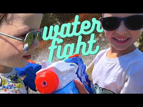 Backyard Water Fight - Kids Outdoor Fun