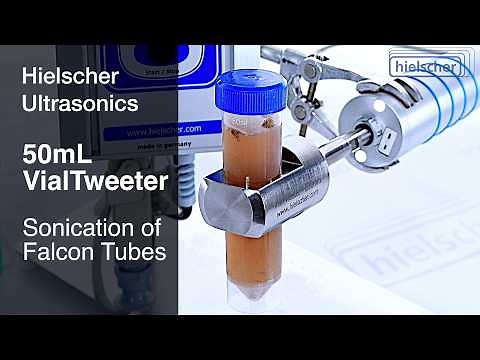 Sonication of Closed 50mL Falcon Tubes - The Hielscher VialTweeter®
