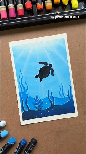 Easy Underwater Turtle Drawing 🌊🐢 | Oil Pastel Art Tutorial for Beginners