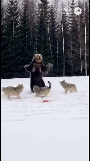 🐺🔥 WOLF PACK VS BEAR 🐻⚡ REAL WILD ATTACK! #viralvideo #animals #wildlife