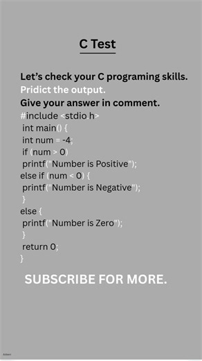 Check Positive, Negative or Zero in C | Simple C Program for Beginners