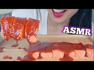 ASMR SALMON SASHIMI WITH FIRE SAUCE *NO CRUNCHY EATING SOUNDS (NO TALKING) | SAS-ASMR