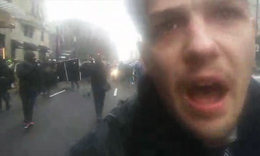Journalist records inauguration protest moments before arrest – video