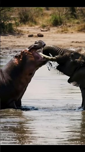 Epic Elephant vs Hippo Fight | Wild Animal Battle Caught on Camera