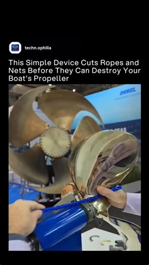 technophile on Instagram: "The Spurs Marine line and net cutter demonstrates its impressive guillotine-like cutting action in this test, slicing through rope before it can tangle in the propeller. This advanced propeller protection system combines rotating and stationary cutter blades that work together using the propeller's rotation and inertial force to cut obstructions before entanglement occurs.⁠ ⁠ Installed on over 500,000 vessels worldwide—including those operated by the US Navy, Coast Gua