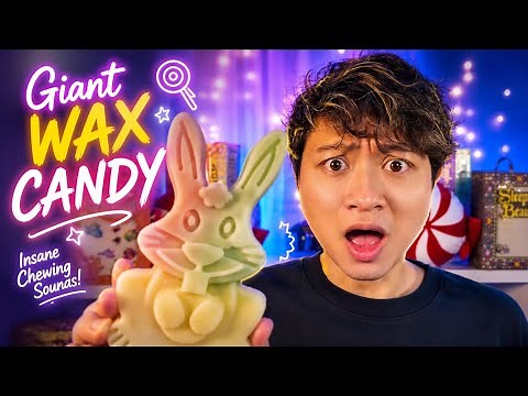 Eating Giant Wax Candy 🍭 Insane Crunchy and Chewing Sounds ASMR!