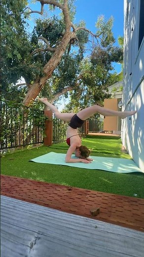 Yoga girl doing wall yoga backbend challenge