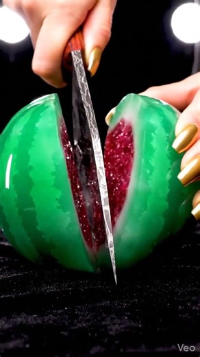 Unintentional ASMR | Emerald Watermelon Sculpture Cutting | No Talking