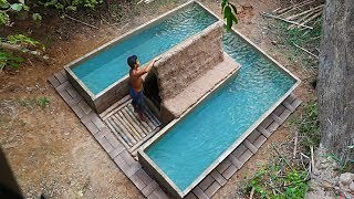 Building a secret home beneath a swimming pool with bare hands