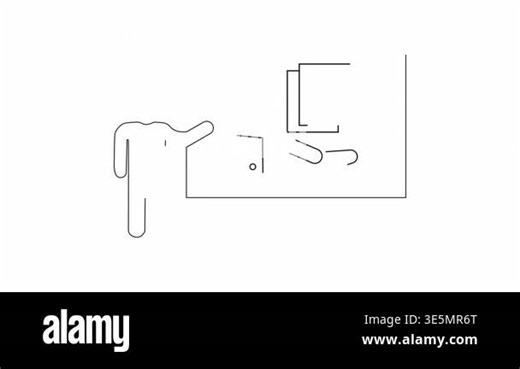 A simple illustration of a person giving a presentation on a whiteboard with a hand icon. Ideal for business or educational content Stock Video Footage - Alamy