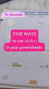5 ways to use stickers in your PowerSheets:⁠ ⁠ ⁠ 1. To decorate: scientists believe beautiful surroundings make us happier, more productive, and more creative! (We believe that includes your planner spaces, too!)⁠ 2. To track progress: use Tending Tape or progress bar stickers to celebrate a job well done. This reinforces your hard work and gives you confidence to keep going!⁠ 3. To color code: color coding’s main purpose is to separate and organize. This is really important because order create
