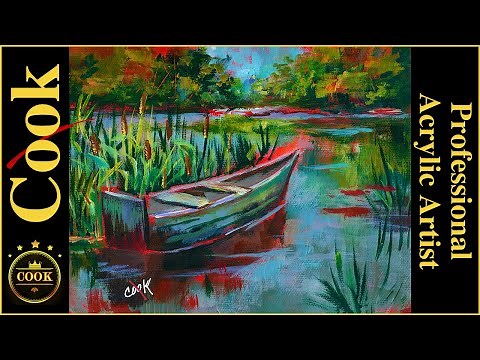 How to Paint a Boat and Cattails in Autumn in Acrylics with Ginger Cook