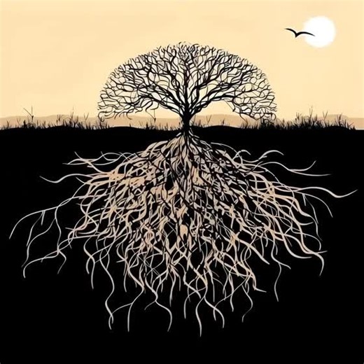 Observe this image carefully, for it represents one of the most ancient and central principles of operative and hermetic alchemy: “that which is above is like that which is below.” The tree, standing alone in the light, manifests the visible dimension of being—the personality, the conscious Ego that grows toward the sky; the roots, immersed in darkness, reveal instead the secret, invisible, and indispensable work that takes place in the deepest levels of psyche and matter. In alchemy, no authent