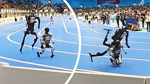 Un robot se ridiculise lors d'une course aux World Humanoid Robot Games